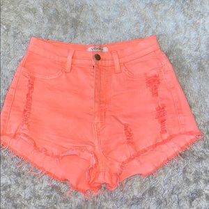 NEON PINK HIGH WAISTED JEAN SHORTS!!!!!!!!!!!!
